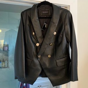 Faux leather blazer